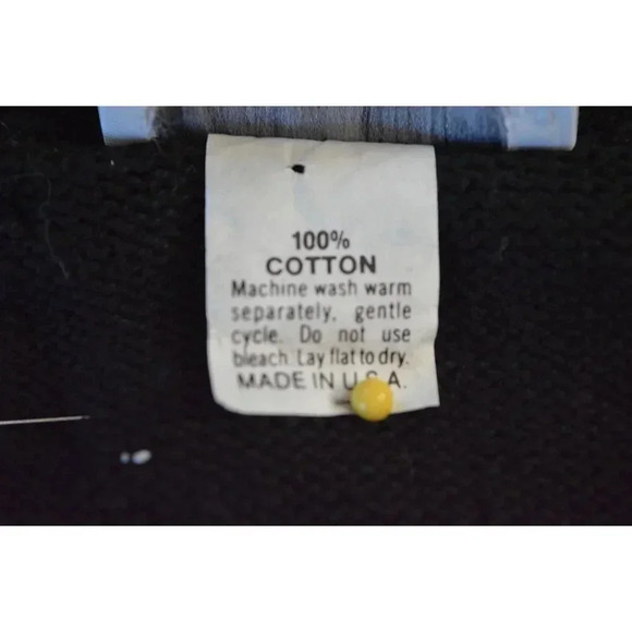 Big City Black 100% Cotton Women's Sweater With Knit Pattern & Scalloped Edges M - Picture 5 of 7